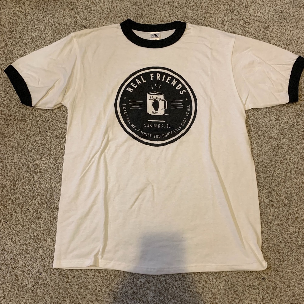Real Friends Lyric band ringer tee shirt Large